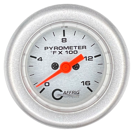 GAFFRIG 2 INCH ELECTRIC PYROMETER GAUGE 0-1600 F FAT RIM (218) / PLATINUM / PLATINUM