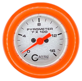 GAFFRIG 2 INCH ELECTRIC PYROMETER GAUGE 0-1600 F FAT RIM (218) / ORANGE / PLATINUM