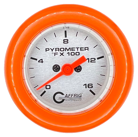 GAFFRIG 2 INCH ELECTRIC PYROMETER GAUGE 0-1600 F FAT RIM (218) / ORANGE / PLATINUM