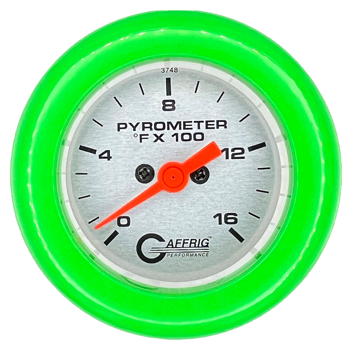 GAFFRIG 2 INCH ELECTRIC PYROMETER GAUGE 0-1600 F FAT RIM (218) / LIME GREEN / PLATINUM