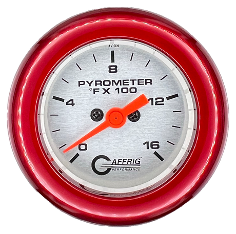 GAFFRIG 2 INCH ELECTRIC PYROMETER GAUGE 0-1600 F FAT RIM (218) / RED / PLATINUM