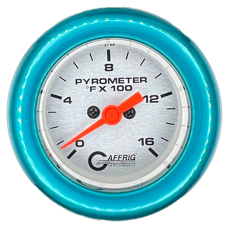 GAFFRIG 2 INCH ELECTRIC PYROMETER GAUGE 0-1600 F FAT RIM (218) / TEAL / PLATINUM