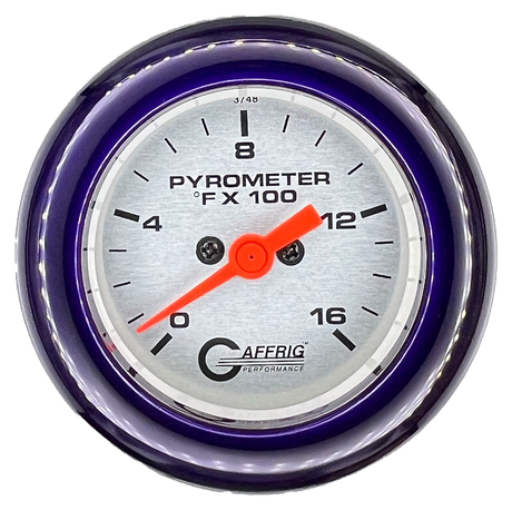 GAFFRIG 2 INCH ELECTRIC PYROMETER GAUGE 0-1600 F FAT RIM (218) / PURPLE / PLATINUM