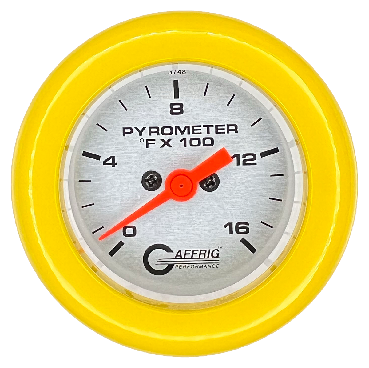 GAFFRIG 2 INCH ELECTRIC PYROMETER GAUGE 0-1600 F FAT RIM (218) / YELLOW / PLATINUM