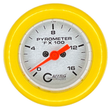 GAFFRIG 2 INCH ELECTRIC PYROMETER GAUGE 0-1600 F FAT RIM (218) / YELLOW / PLATINUM