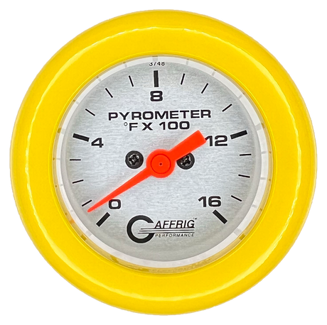 GAFFRIG 2 INCH ELECTRIC PYROMETER GAUGE 0-1600 F FAT RIM (218) / YELLOW / PLATINUM