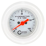 GAFFRIG 2 INCH ELECTRIC PYROMETER GAUGE 0-1600 F FAT RIM (218) / WHITE / PLATINUM