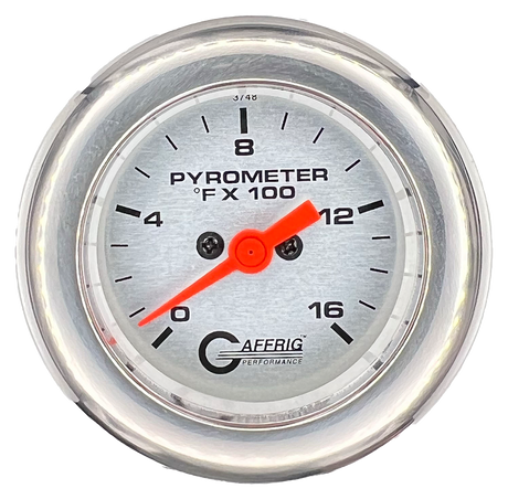 GAFFRIG 2 INCH ELECTRIC PYROMETER GAUGE 0-1600 F FAT RIM (218) / CHROME/POLISHED / PLATINUM