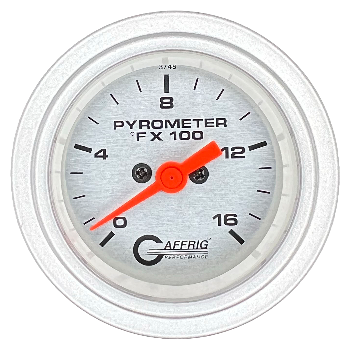 GAFFRIG 2 INCH ELECTRIC PYROMETER GAUGE 0-1600 F STEP RIM (002) / PLATINUM / PLATINUM