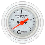 GAFFRIG 2 INCH ELECTRIC PYROMETER GAUGE 0-1600 F STEP RIM (002) / PLATINUM / PLATINUM