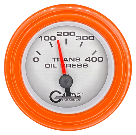 GAFFRIG 2 INCH ELECTRIC TRANSMISSION PRESSURE GAUGE 0-400 PSI STEP RIM (002) / ORANGE / PLATINUM