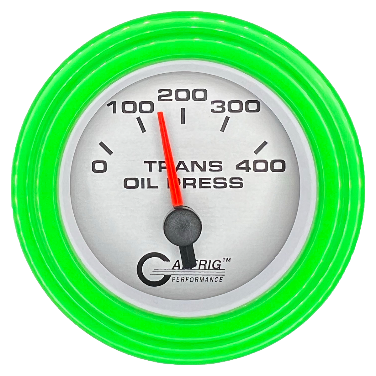 GAFFRIG 2 INCH ELECTRIC TRANSMISSION PRESSURE GAUGE 0-400 PSI STEP RIM (002) / LIME GREEN / PLATINUM