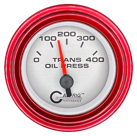 GAFFRIG 2 INCH ELECTRIC TRANSMISSION PRESSURE GAUGE 0-400 PSI STEP RIM (002) / RED / PLATINUM