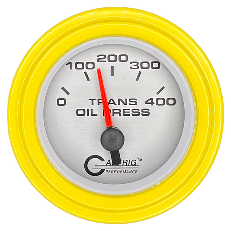 GAFFRIG 2 INCH ELECTRIC TRANSMISSION PRESSURE GAUGE 0-400 PSI STEP RIM (002) / YELLOW / PLATINUM