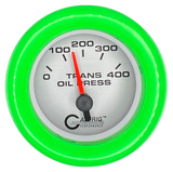 GAFFRIG 2 INCH ELECTRIC TRANSMISSION PRESSURE GAUGE 0-400 PSI FAT RIM (218) / LIME GREEN / PLATINUM