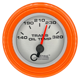 GAFFRIG 2 INCH ELECTRIC TRANSMISSION TEMP GAUGE 140-320 F STEP RIM (002) / ORANGE / PLATINUM