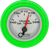 GAFFRIG 2 INCH ELECTRIC TRANSMISSION TEMP GAUGE 140-320 F STEP RIM (002) / LIME GREEN / PLATINUM