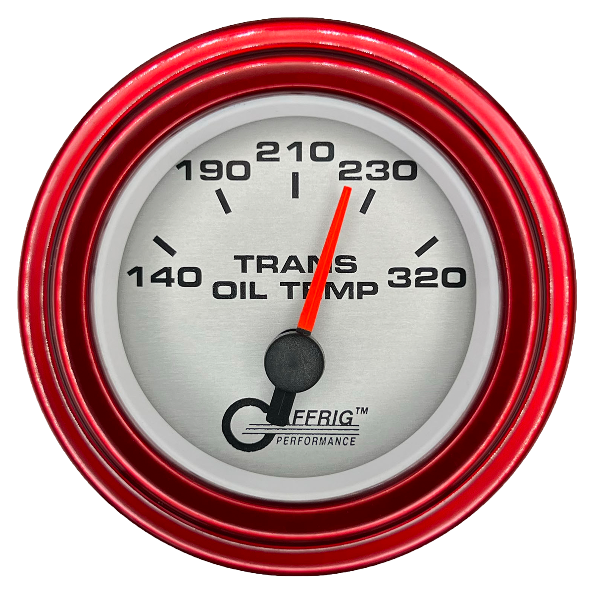 GAFFRIG 2 INCH ELECTRIC TRANSMISSION TEMP GAUGE 140-320 F STEP RIM (002) / RED / PLATINUM