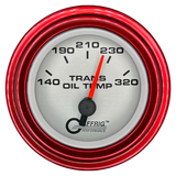 GAFFRIG 2 INCH ELECTRIC TRANSMISSION TEMP GAUGE 140-320 F STEP RIM (002) / RED / PLATINUM