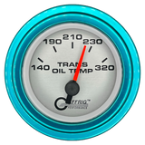 GAFFRIG 2 INCH ELECTRIC TRANSMISSION TEMP GAUGE 140-320 F STEP RIM (002) / TEAL / PLATINUM