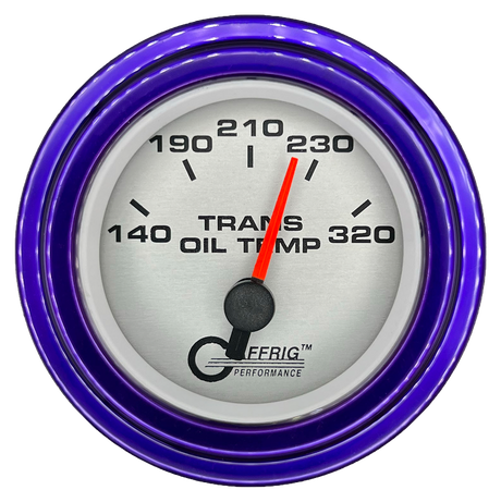 GAFFRIG 2 INCH ELECTRIC TRANSMISSION TEMP GAUGE 140-320 F STEP RIM (002) / PURPLE / PLATINUM