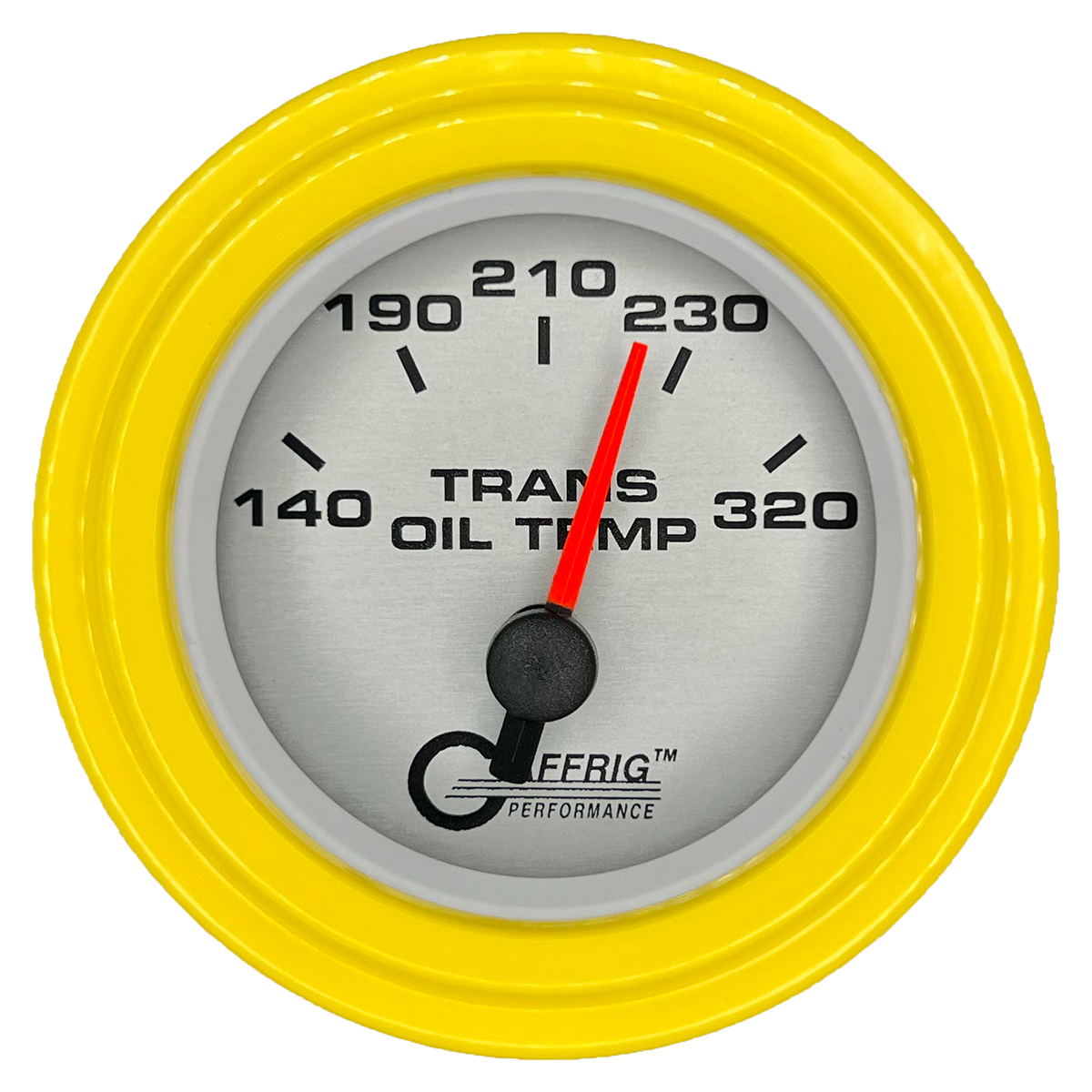 GAFFRIG 2 INCH ELECTRIC TRANSMISSION TEMP GAUGE 140-320 F STEP RIM (002) / YELLOW / PLATINUM