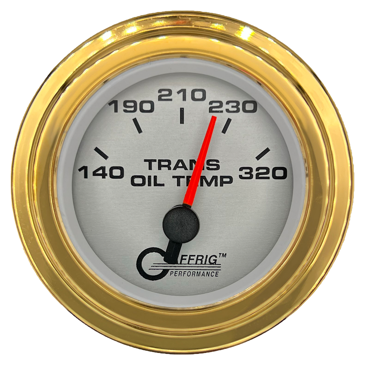 GAFFRIG 2 INCH ELECTRIC TRANSMISSION TEMP GAUGE 140-320 F STEP RIM (002) / GOLD / PLATINUM