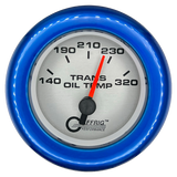 GAFFRIG 2 INCH ELECTRIC TRANSMISSION TEMP GAUGE 140-320 F FAT RIM (218) / BLUE / PLATINUM