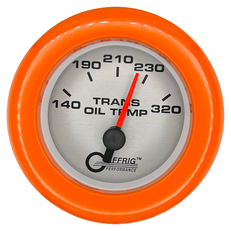 GAFFRIG 2 INCH ELECTRIC TRANSMISSION TEMP GAUGE 140-320 F FAT RIM (218) / ORANGE / PLATINUM