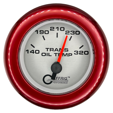 GAFFRIG 2 INCH ELECTRIC TRANSMISSION TEMP GAUGE 140-320 F FAT RIM (218) / RED / PLATINUM