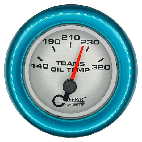 GAFFRIG 2 INCH ELECTRIC TRANSMISSION TEMP GAUGE 140-320 F FAT RIM (218) / TEAL / PLATINUM