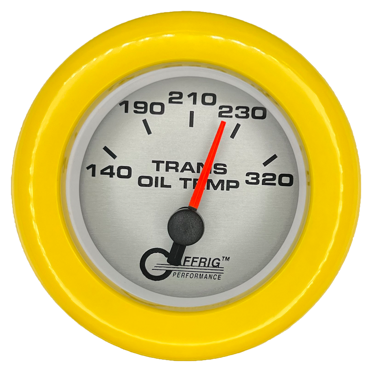 GAFFRIG 2 INCH ELECTRIC TRANSMISSION TEMP GAUGE 140-320 F FAT RIM (218) / YELLOW / PLATINUM