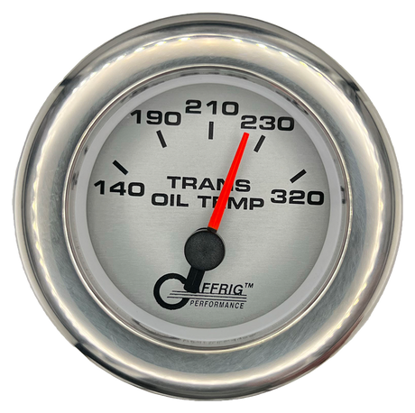 GAFFRIG 2 INCH ELECTRIC TRANSMISSION TEMP GAUGE 140-320 F FAT RIM (218) / CHROME/POLISHED / PLATINUM