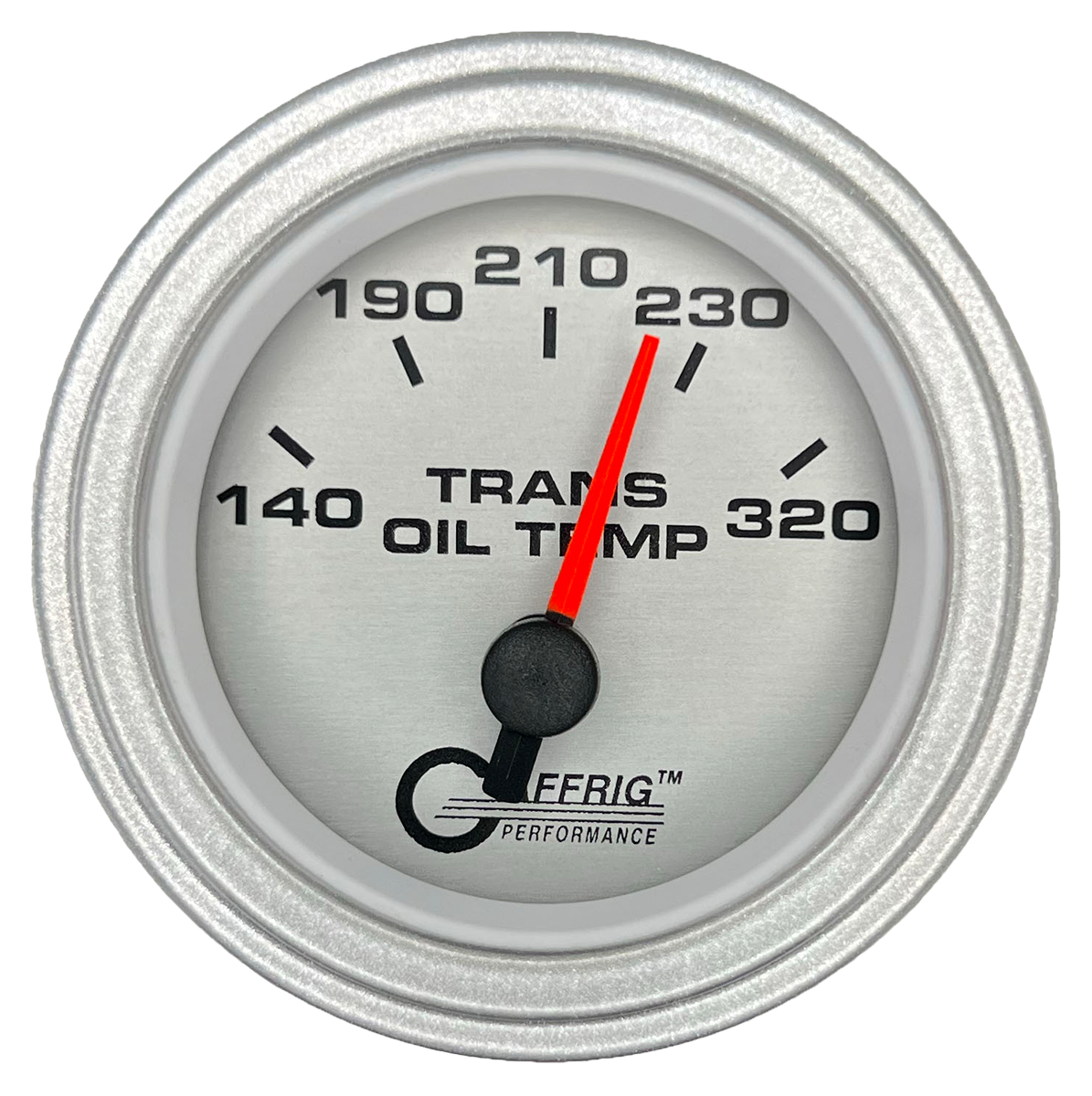 GAFFRIG 2 INCH ELECTRIC TRANSMISSION TEMP GAUGE 140-320 F STEP RIM (002) / PLATINUM / PLATINUM