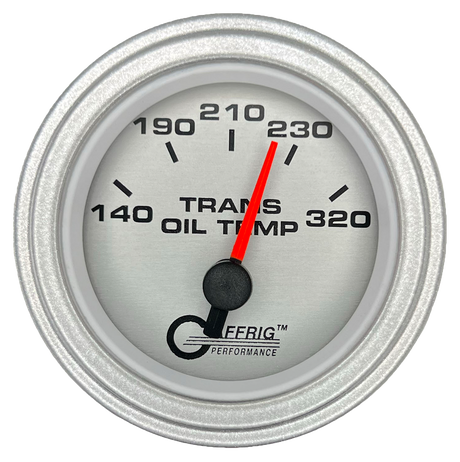 GAFFRIG 2 INCH ELECTRIC TRANSMISSION TEMP GAUGE 140-320 F STEP RIM (002) / PLATINUM / PLATINUM