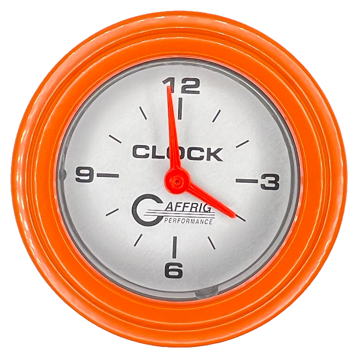 GAFFRIG 2 INCH ELECTRIC CLOCK GAUGE STEP RIM (002) / ORANGE / PLATINUM