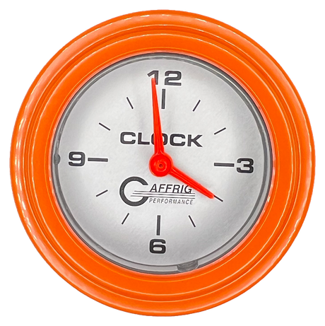 GAFFRIG 2 INCH ELECTRIC CLOCK GAUGE STEP RIM (002) / ORANGE / PLATINUM