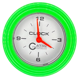 GAFFRIG 2 INCH ELECTRIC CLOCK GAUGE STEP RIM (002) / LIME GREEN / PLATINUM