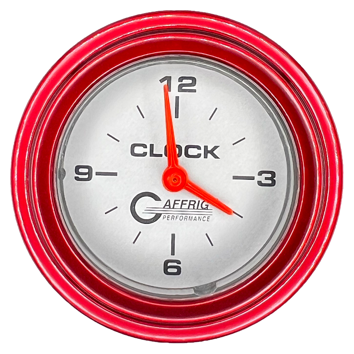 GAFFRIG 2 INCH ELECTRIC CLOCK GAUGE STEP RIM (002) / RED / PLATINUM