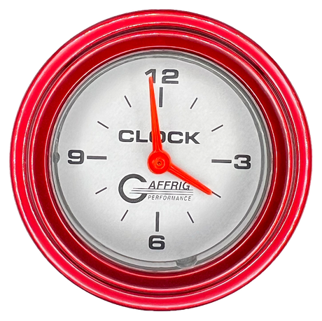 GAFFRIG 2 INCH ELECTRIC CLOCK GAUGE STEP RIM (002) / RED / PLATINUM