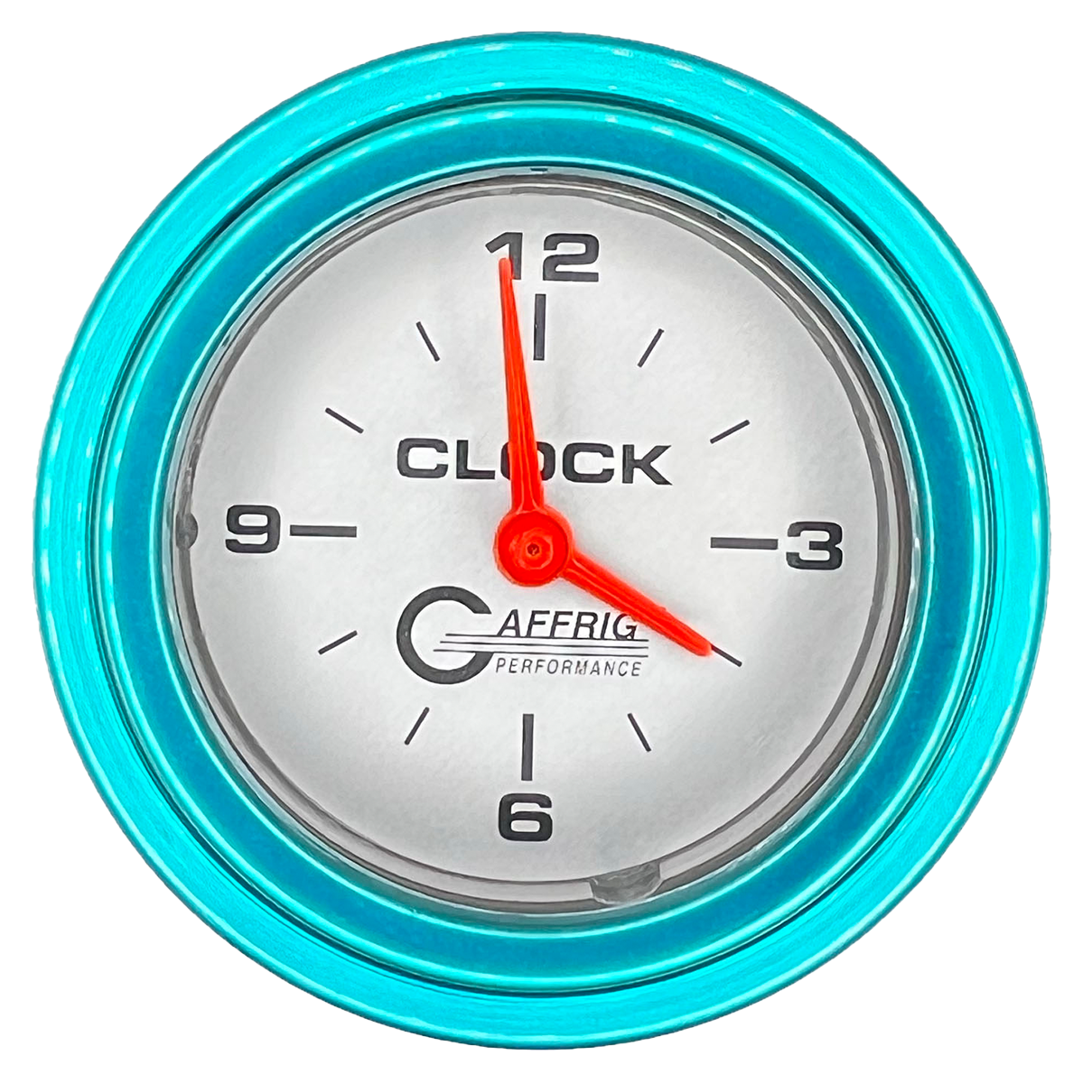 GAFFRIG 2 INCH ELECTRIC CLOCK GAUGE STEP RIM (002) / TEAL / PLATINUM