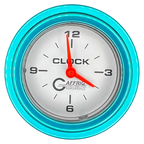 GAFFRIG 2 INCH ELECTRIC CLOCK GAUGE STEP RIM (002) / TEAL / PLATINUM