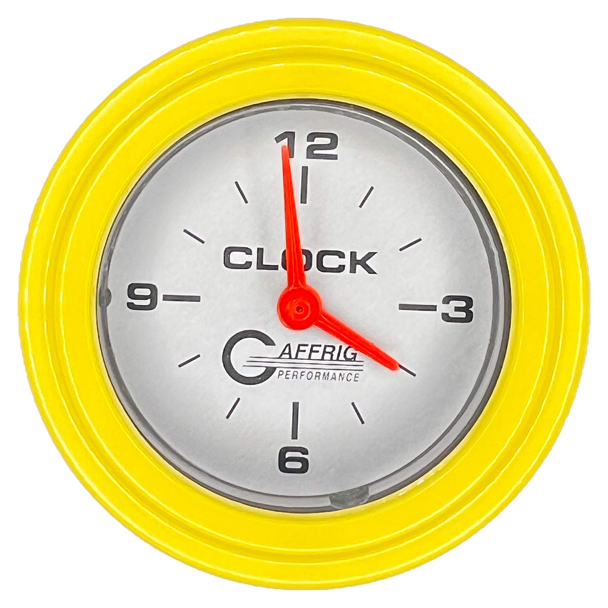 GAFFRIG 2 INCH ELECTRIC CLOCK GAUGE STEP RIM (002) / YELLOW / PLATINUM