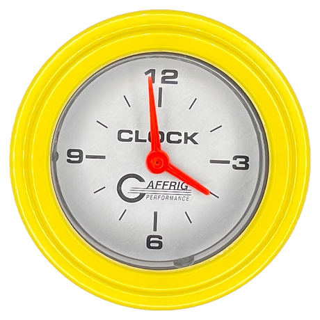 GAFFRIG 2 INCH ELECTRIC CLOCK GAUGE STEP RIM (002) / YELLOW / PLATINUM
