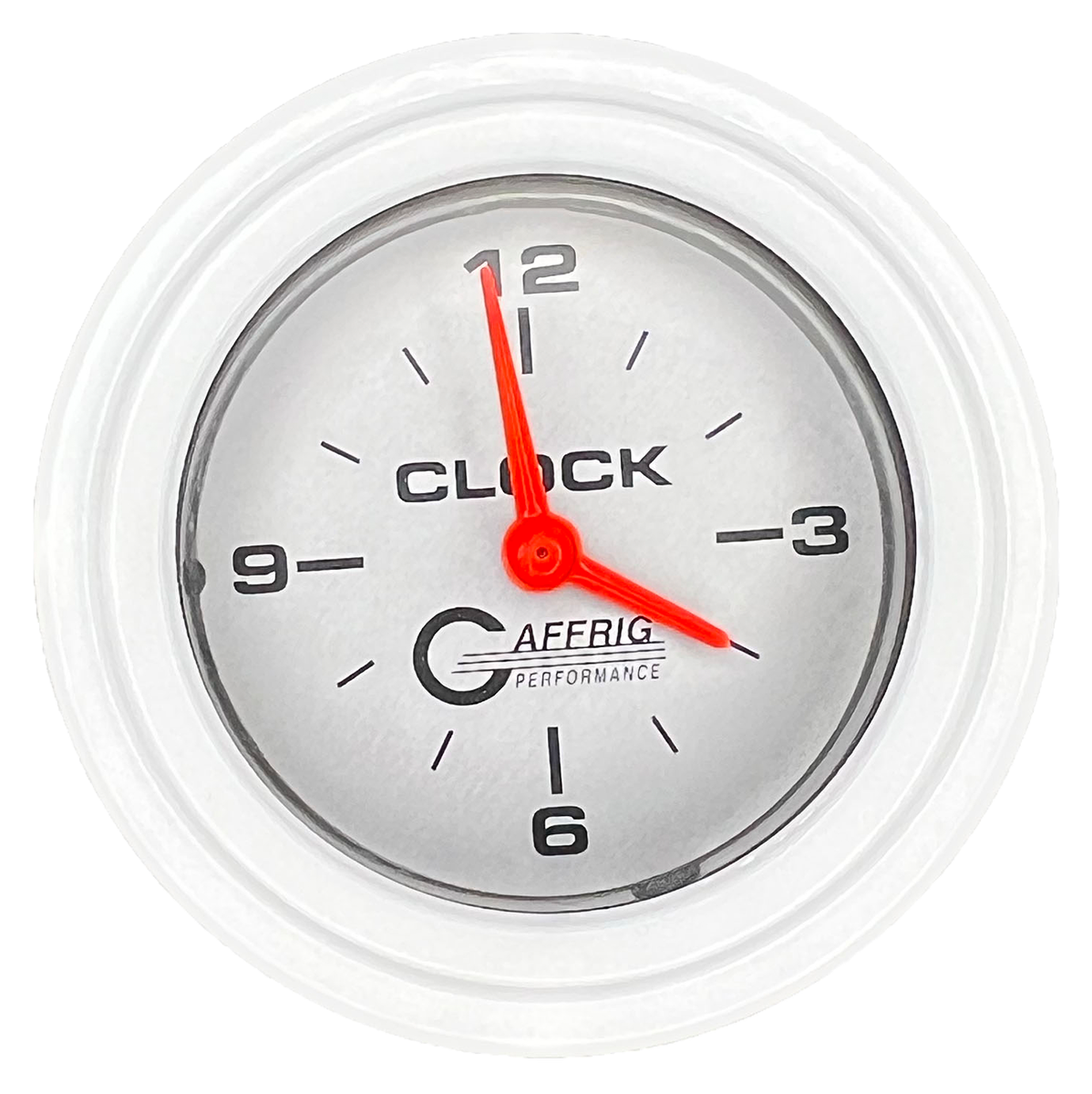 GAFFRIG 2 INCH ELECTRIC CLOCK GAUGE STEP RIM (002) / WHITE / PLATINUM