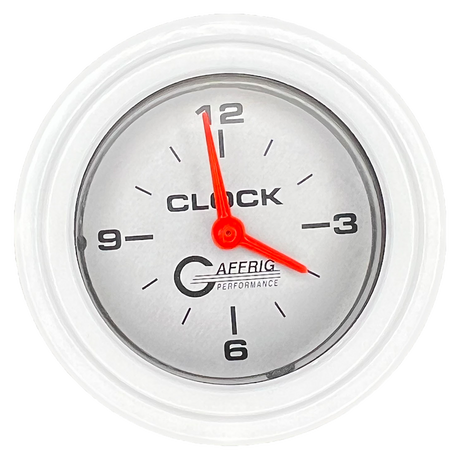 GAFFRIG 2 INCH ELECTRIC CLOCK GAUGE STEP RIM (002) / WHITE / PLATINUM