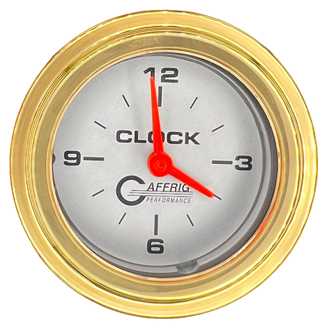 GAFFRIG 2 INCH ELECTRIC CLOCK GAUGE STEP RIM (002) / GOLD / PLATINUM
