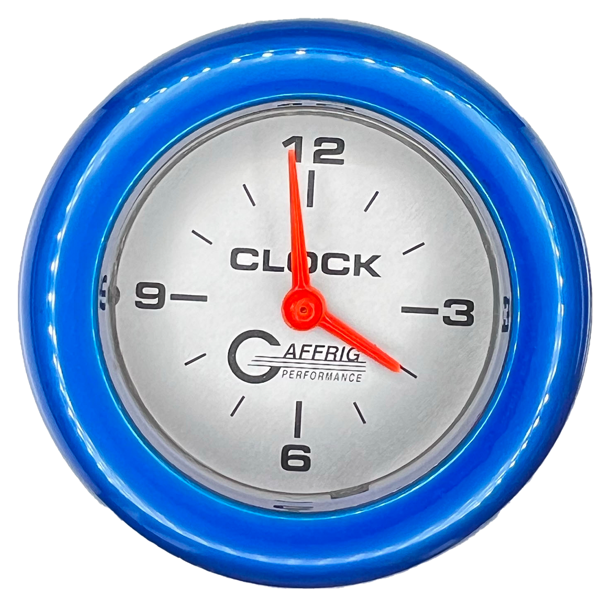 GAFFRIG 2 INCH ELECTRIC CLOCK GAUGE FAT RIM (218) / BLUE / PLATINUM