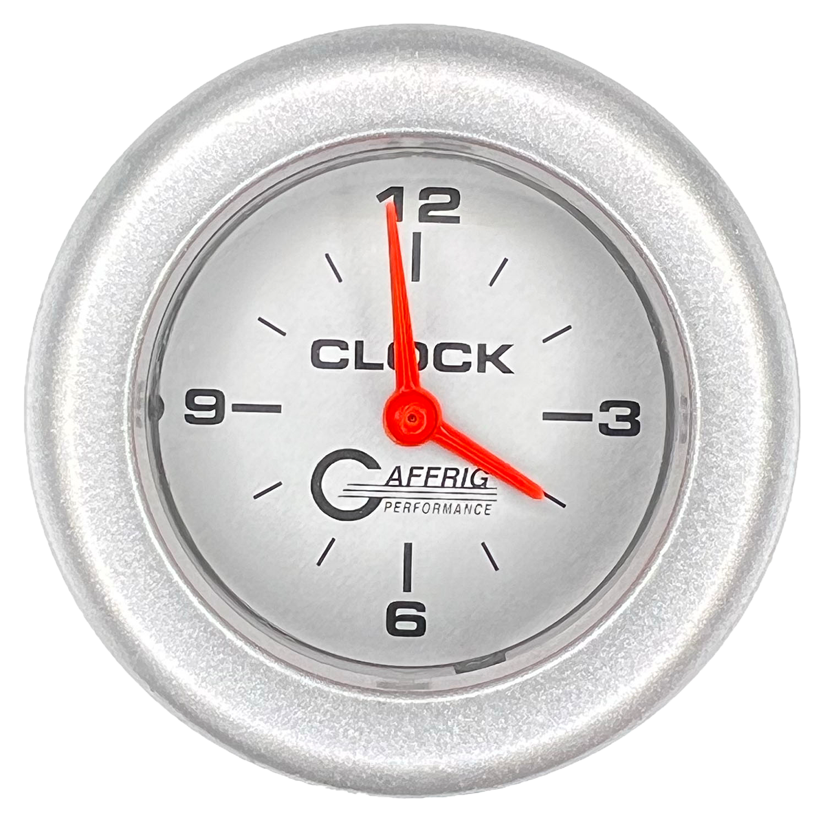 GAFFRIG 2 INCH ELECTRIC CLOCK GAUGE FAT RIM (218) / PLATINUM / PLATINUM