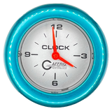 GAFFRIG 2 INCH ELECTRIC CLOCK GAUGE FAT RIM (218) / TEAL / PLATINUM